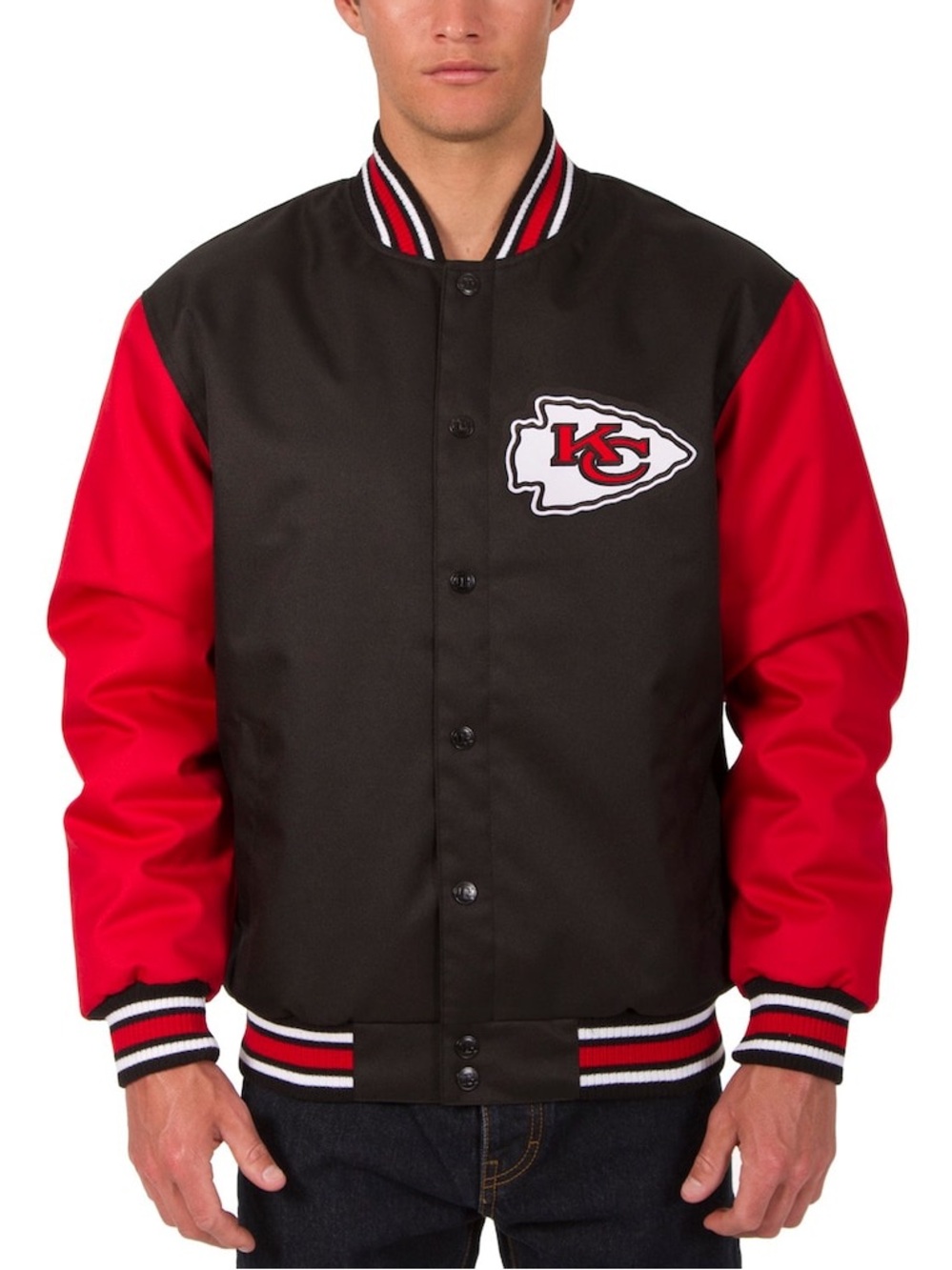 Kansas City Chiefs NFL JH Design Reversible Varsity Jacket - EUC